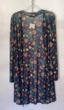 Shiela Rose Woman’s Multi Color Mesh Open Front Kimono XL